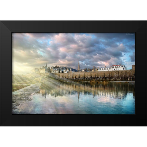 City under Sun Black Modern Wood Framed Art Print by Heine, Ben