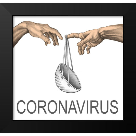 Coronavirus Black Modern Wood Framed Art Print by Heine, Ben