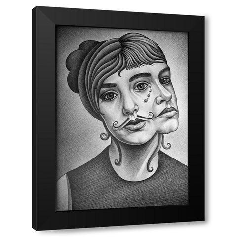 Double Face Black Modern Wood Framed Art Print by Heine, Ben