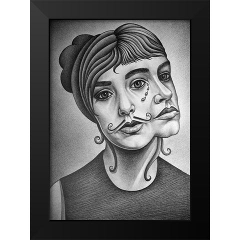 Double Face Black Modern Wood Framed Art Print by Heine, Ben