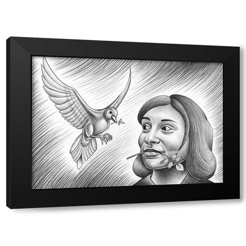 Dove woman Black Modern Wood Framed Art Print by Heine, Ben