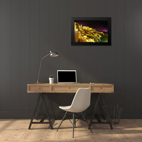 Fira By Night Black Modern Wood Framed Art Print by Heine, Ben