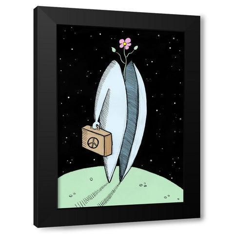 Mr Peace Black Modern Wood Framed Art Print by Heine, Ben