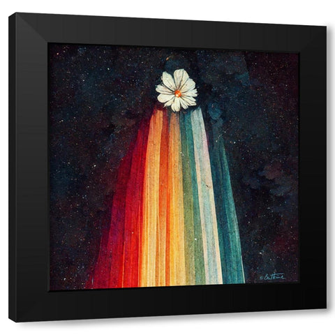 Astro Cruise 4 - Sending You a Flower From Space Black Modern Wood Framed Art Print by Heine, Ben