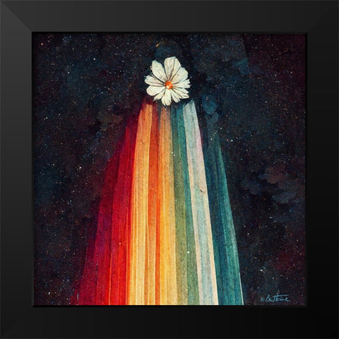 Astro Cruise 4 - Sending You a Flower From Space Black Modern Wood Framed Art Print by Heine, Ben