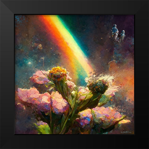 Astro Cruise 10 - Wishing you all the best - Happy Love Black Modern Wood Framed Art Print by Heine, Ben