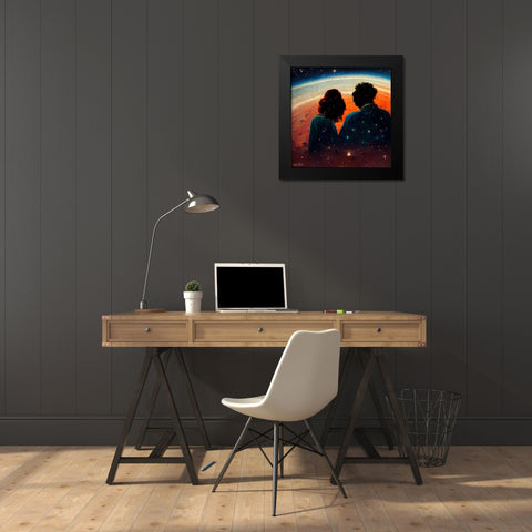 Astro Cruise 14 - We Belong To Eachother in the Cosmos Black Modern Wood Framed Art Print by Heine, Ben