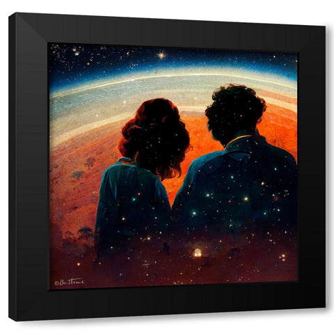 Astro Cruise 14 - We Belong To Eachother in the Cosmos Black Modern Wood Framed Art Print by Heine, Ben
