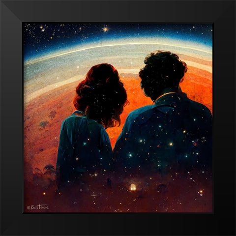 Astro Cruise 14 - We Belong To Eachother in the Cosmos Black Modern Wood Framed Art Print by Heine, Ben