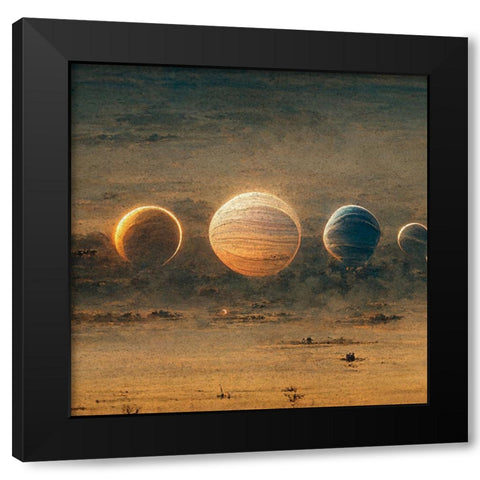 Astro Cruise 23 - Planets Black Modern Wood Framed Art Print with Double Matting by Heine, Ben