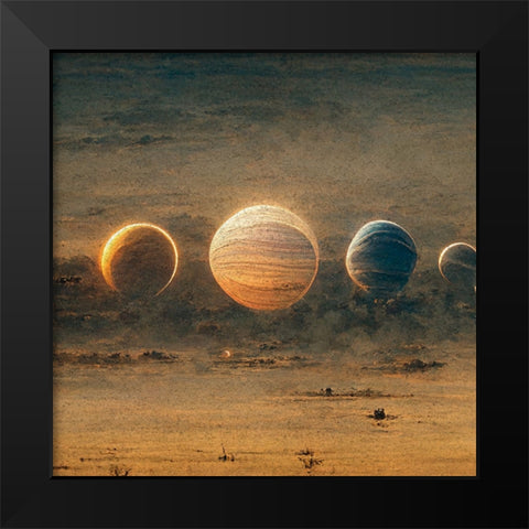 Astro Cruise 23 - Planets Black Modern Wood Framed Art Print by Heine, Ben