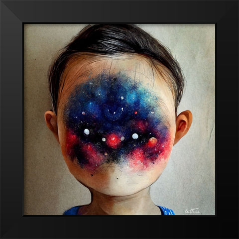 Astro Cruise 26 - Galaxy Face Black Modern Wood Framed Art Print by Heine, Ben