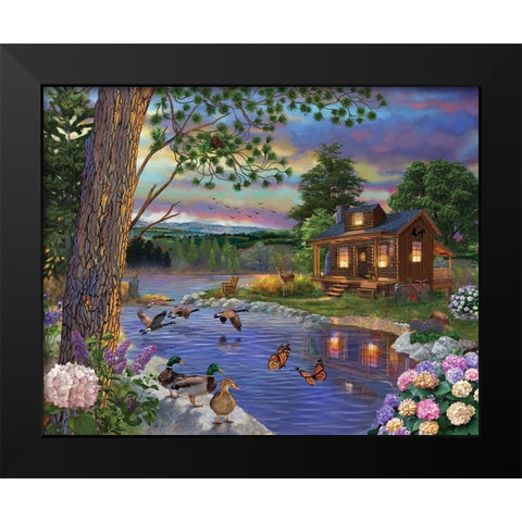 Peace River Black Modern Wood Framed Art Print by Bigelow Illustrations- Exclusive