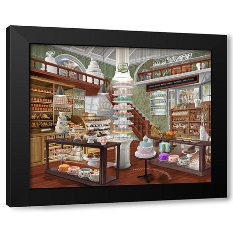 Best Bakery Black Modern Wood Framed Art Print by Bigelow Illustrations- Exclusive
