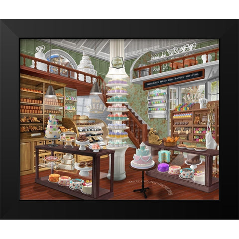 Best Bakery Black Modern Wood Framed Art Print by Bigelow Illustrations- Exclusive