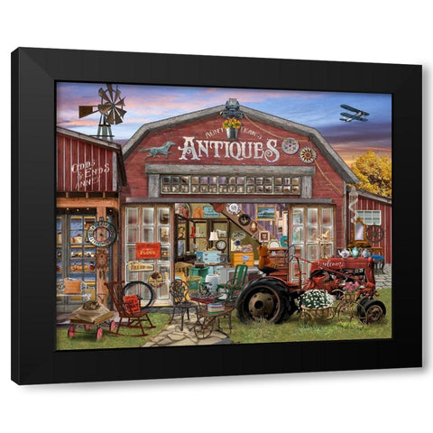 Aunt Teaks Antique Store Black Modern Wood Framed Art Print with Double Matting by Bigelow Illustrations- Exclusive