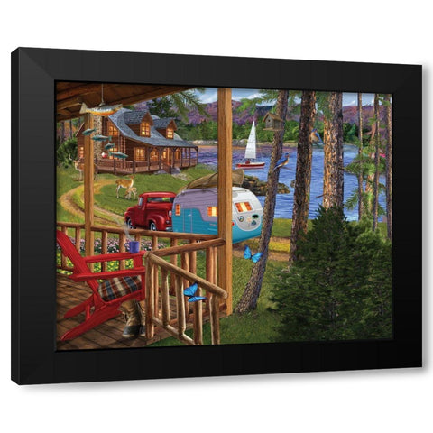 Porch Life 2 Black Modern Wood Framed Art Print by Bigelow Illustrations- Exclusive