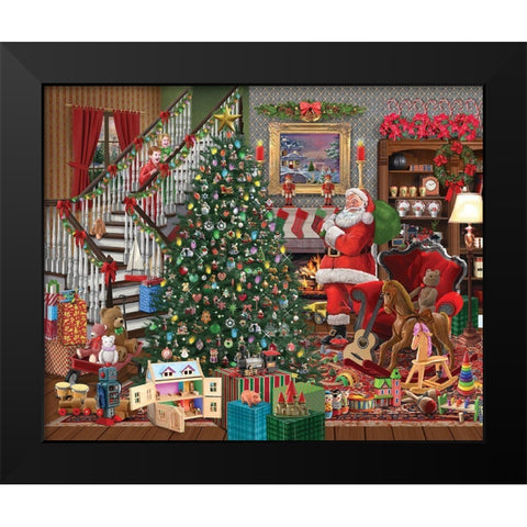 Christmas Joy Black Modern Wood Framed Art Print by Bigelow Illustrations- Exclusive