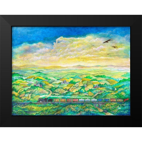 Cross Country Black Modern Wood Framed Art Print by Bell, Bill