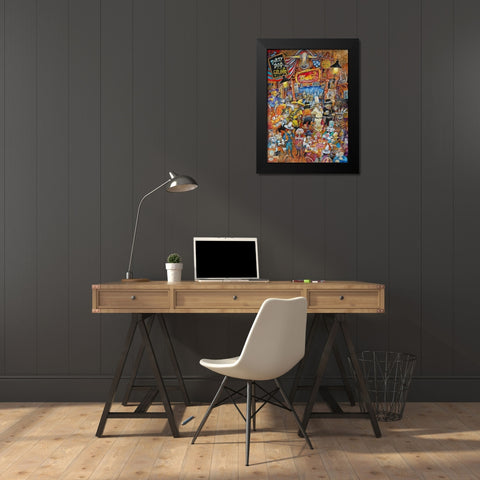 Dirty Dog Saloon Black Modern Wood Framed Art Print by Bell, Bill