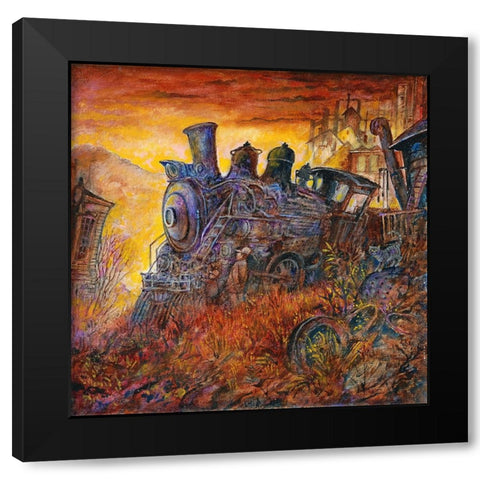 Rusty Train Black Modern Wood Framed Art Print by Bell, Bill
