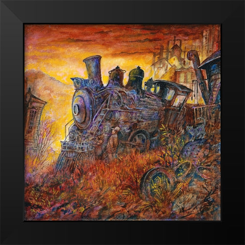 Rusty Train Black Modern Wood Framed Art Print by Bell, Bill