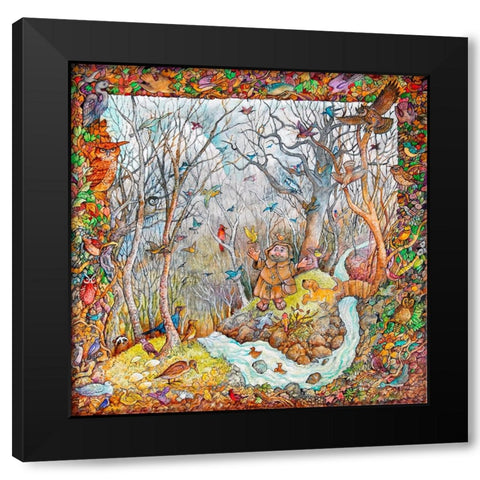 Francis and Friends Black Modern Wood Framed Art Print by Bell, Bill