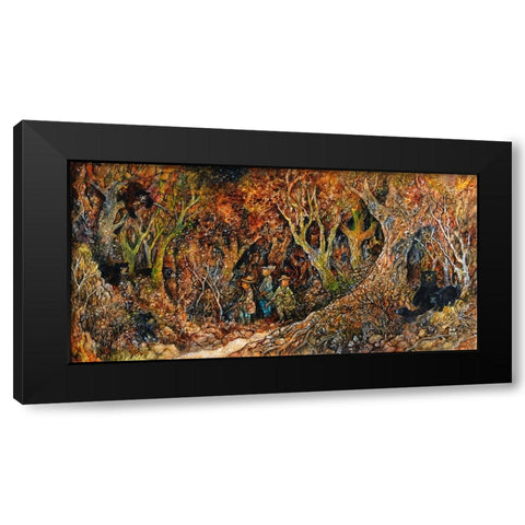 Bear Hunters Black Modern Wood Framed Art Print with Double Matting by Bell, Bill