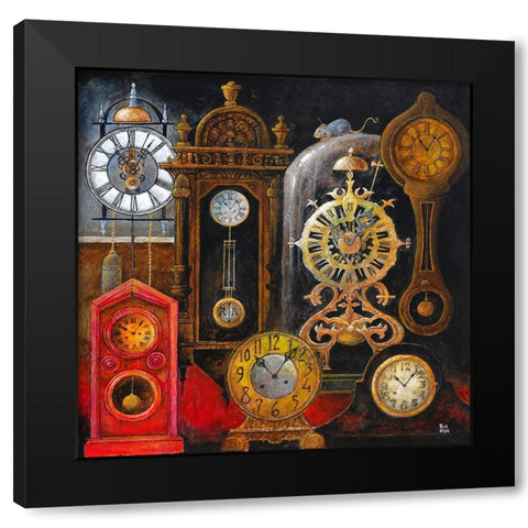 Hickory Dickory Dock Black Modern Wood Framed Art Print by Bell, Bill