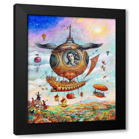 Voyage of the Minerva Black Modern Wood Framed Art Print by Bell, Bill