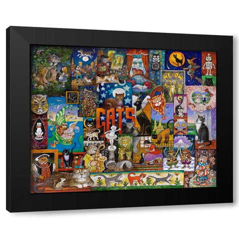 Cats Black Modern Wood Framed Art Print by Bell, Bill