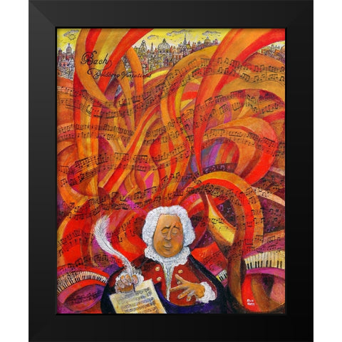 Bach Black Modern Wood Framed Art Print by Bell, Bill