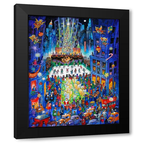 Skating At Rockefeller  Black Modern Wood Framed Art Print by Bell, Bill