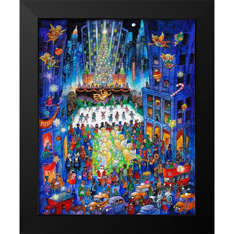 Skating At Rockefeller  Black Modern Wood Framed Art Print by Bell, Bill