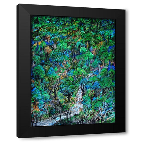 Waterfall Black Modern Wood Framed Art Print by Bell, Bill