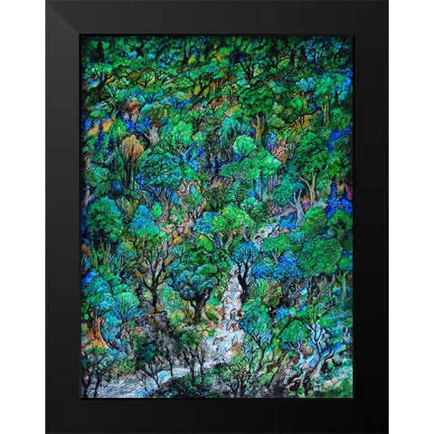 Waterfall Black Modern Wood Framed Art Print by Bell, Bill
