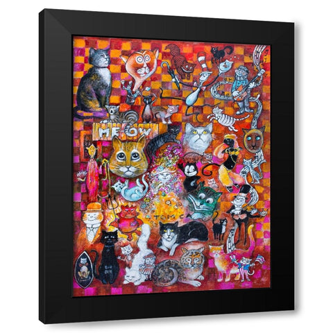 A Collection of Cats Black Modern Wood Framed Art Print by Bell, Bill
