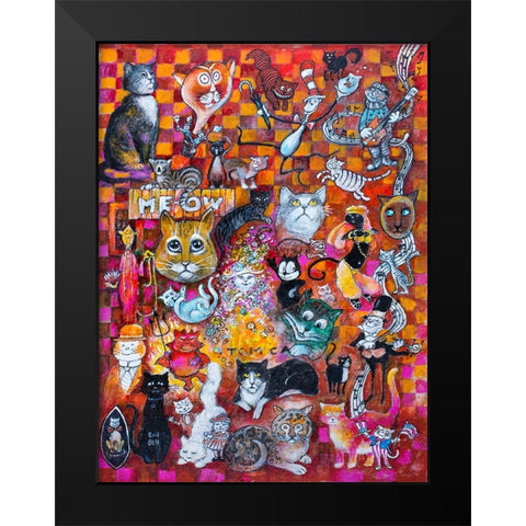 A Collection of Cats Black Modern Wood Framed Art Print by Bell, Bill