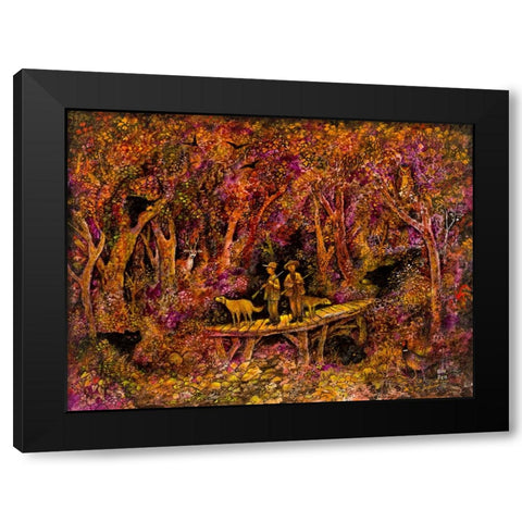 Bear Hunters Black Modern Wood Framed Art Print with Double Matting by Bell, Bill