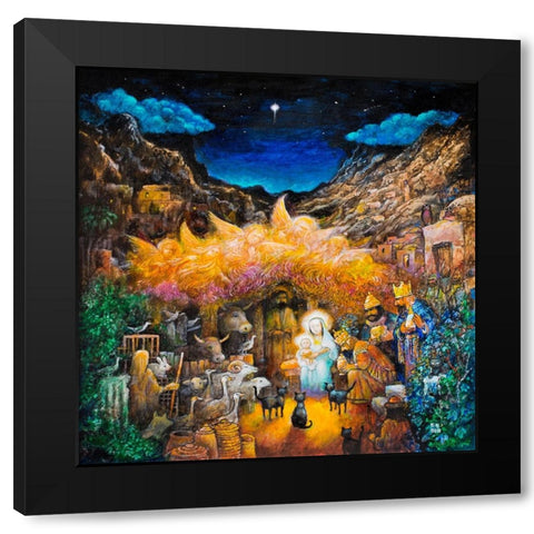 Nativity Black Modern Wood Framed Art Print with Double Matting by Bell, Bill