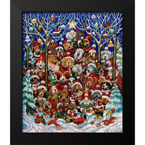 Santa Paws Black Modern Wood Framed Art Print by Bell, Bill
