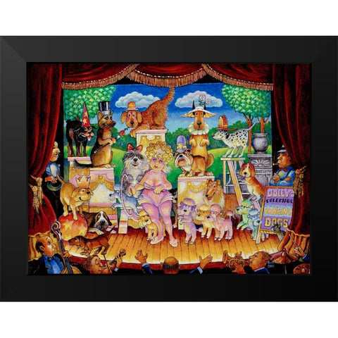 Dollys Dancing Dogs Black Modern Wood Framed Art Print by Bell, Bill