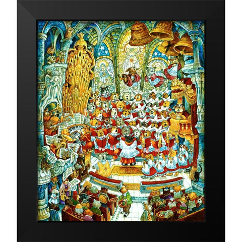 Howl-A-Lujah Black Modern Wood Framed Art Print by Bell, Bill