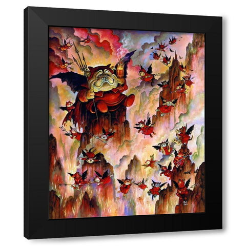 Devil Dogs Black Modern Wood Framed Art Print by Bell, Bill