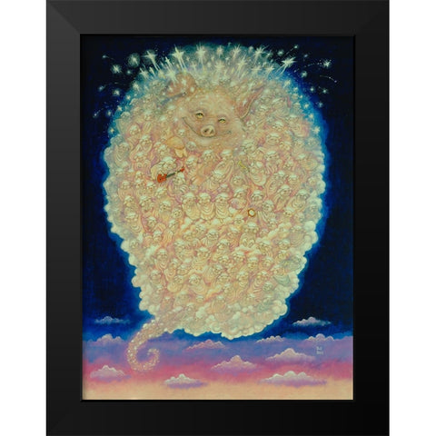 Pigs Heaven Black Modern Wood Framed Art Print by Bell, Bill