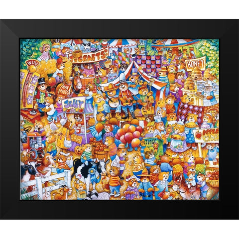 Teddy Bear Fair Black Modern Wood Framed Art Print by Bell, Bill