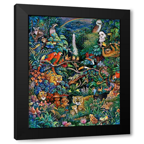 Rainbow Rainforest Black Modern Wood Framed Art Print by Bell, Bill