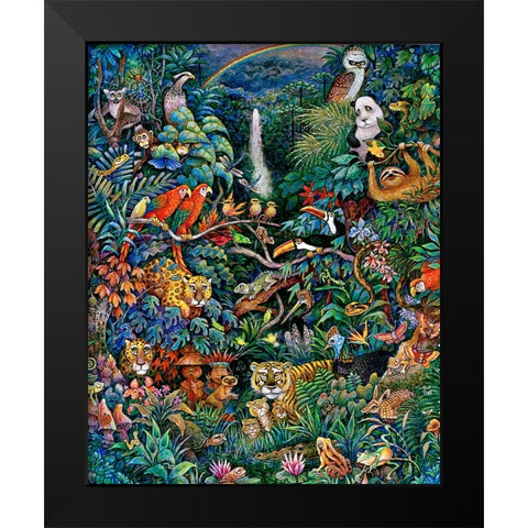 Rainbow Rainforest Black Modern Wood Framed Art Print by Bell, Bill