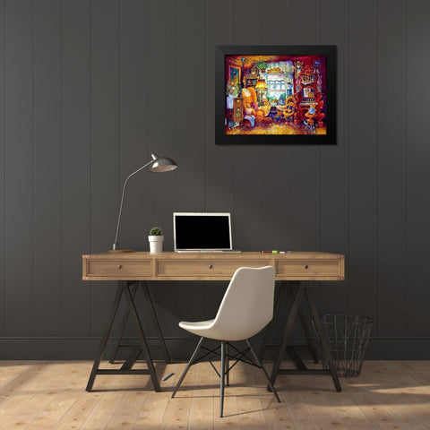 Teddy Bears Black Modern Wood Framed Art Print by Bell, Bill
