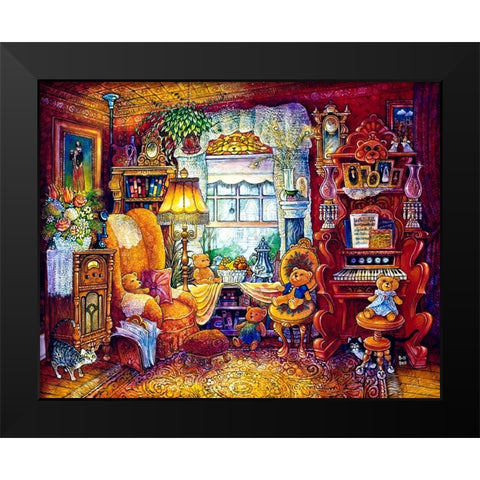 Teddy Bears Black Modern Wood Framed Art Print by Bell, Bill